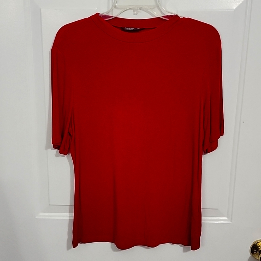 Red Ribbed Top - Size 1X